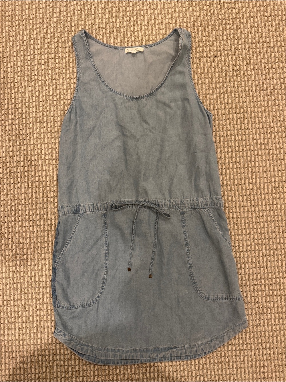 On The Road Light Blue Denim Drawstring Tank Dress